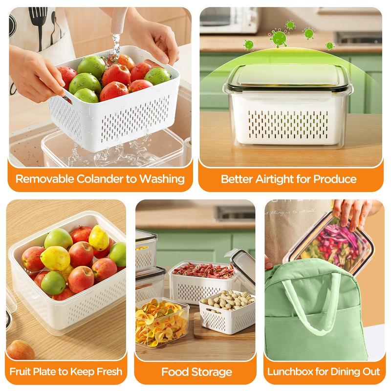 Kitchen Fruit Organizer with Double Layer Drainage
