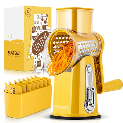 Compact Rotary Grater with 10 Blades for Faster Cooking