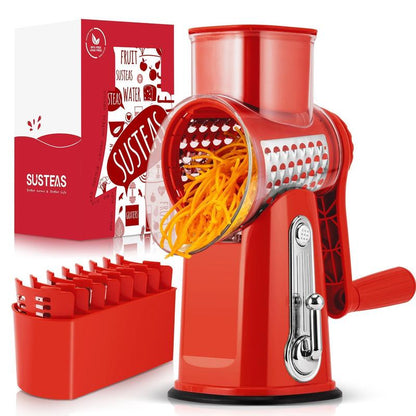 Compact Rotary Grater with 10 Blades for Faster Cooking