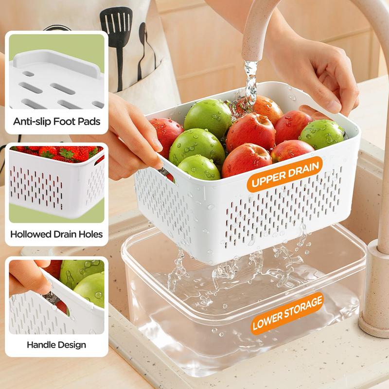 Kitchen Fruit Organizer with Double Layer Drainage