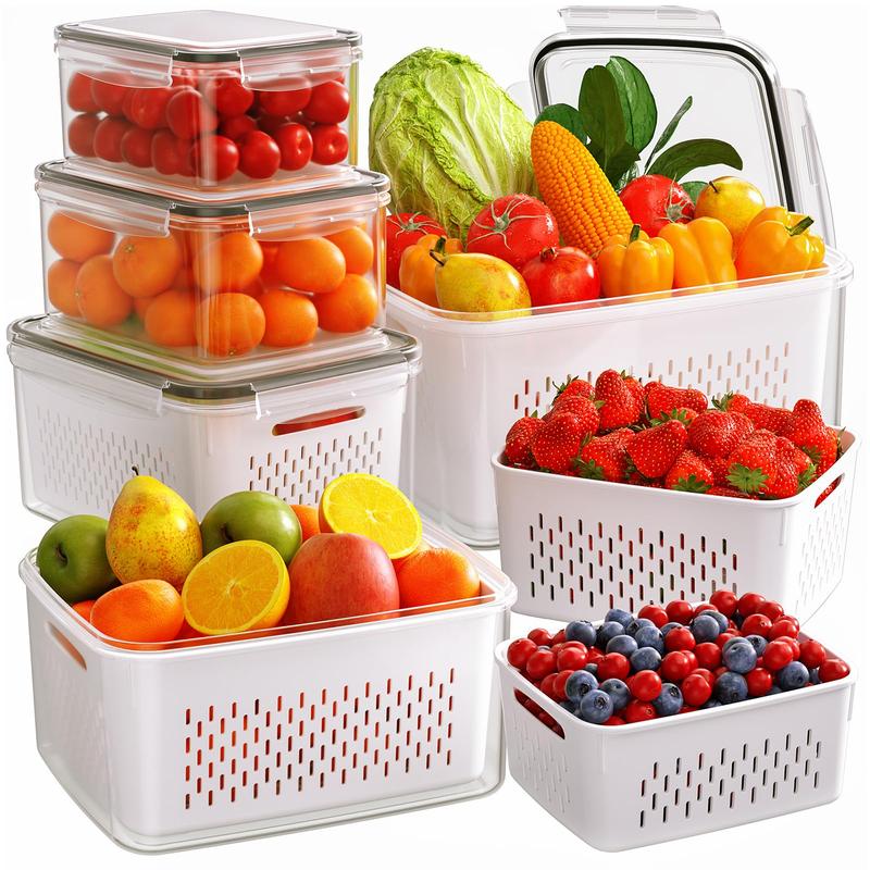 Kitchen Fruit Organizer with Double Layer Drainage